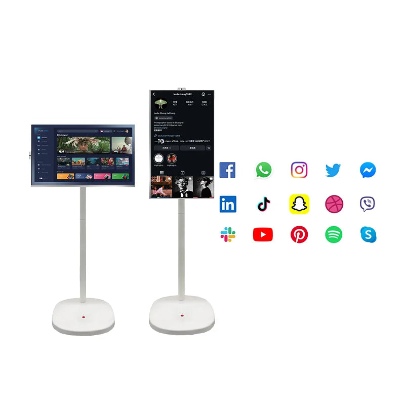 Fitness Room 24Inch IPTV Smart Display Android Touch Screen TV Mobile Monitor Rechargeable Streaming Live YouTube Panel Portable
